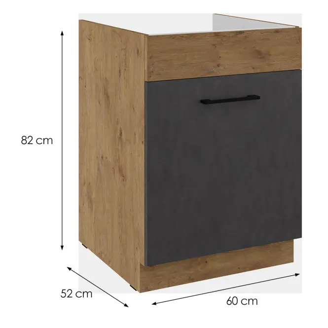 Kuchynská skrinka Vigo grafit mat 60ZL 1S BB,3
