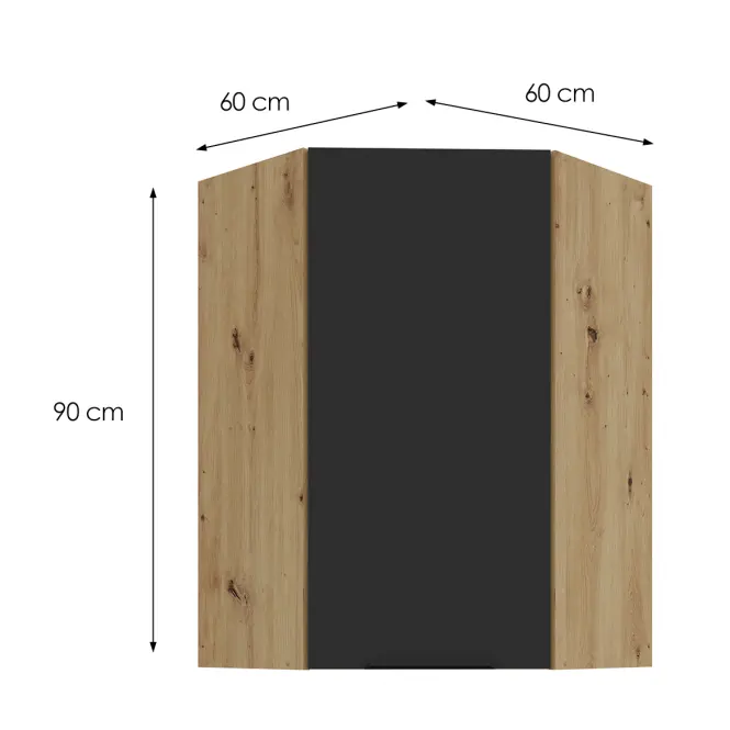 Kuchynská skrinka Aria-BL/AR anti fingerprint 60X60 GN-90 1F (45°),3