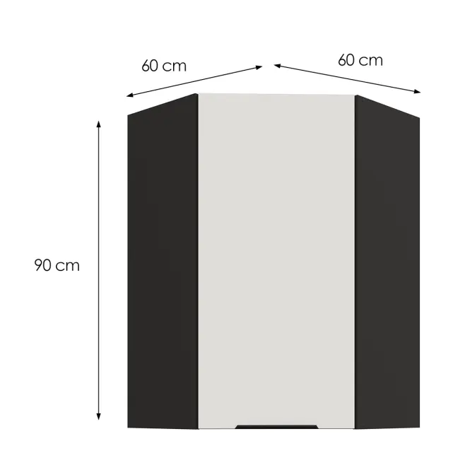 Kuchynská skrinka Aria-WH/BL anti fingerprint 60X60 GN-90 1F (45°),3