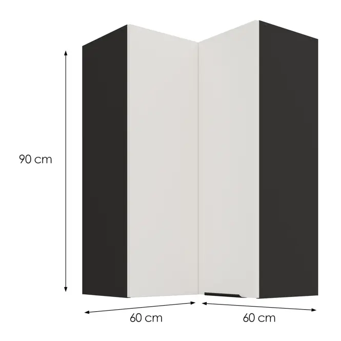 Kuchynská skrinka Aria-WH/BL anti fingerprint 60X60 GN-90 2F (90°),3