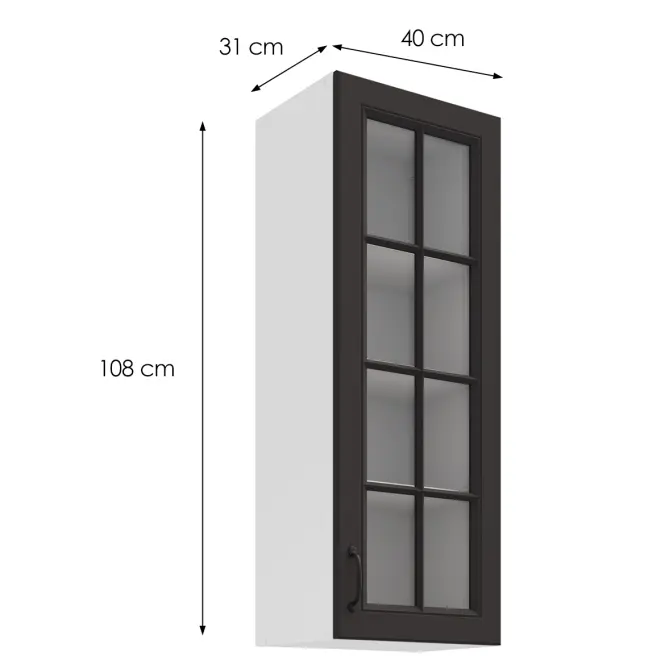 Kuchynská skrinka Stilo grafit mat/biela 40GS-108 1F,3