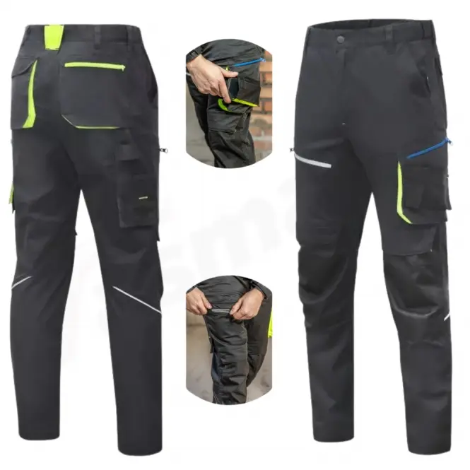 Čierne elastické pracovné nohavice Reetz 2XL