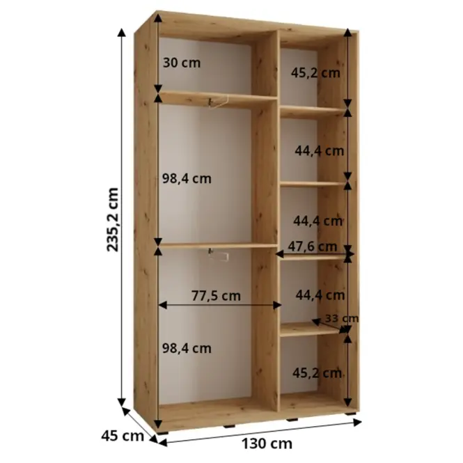 Skriňa Lanko 1-130 (45) artisan/biela,3