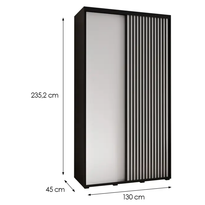 Skriňa Lanko 1-130 (45) čierna/biela,2