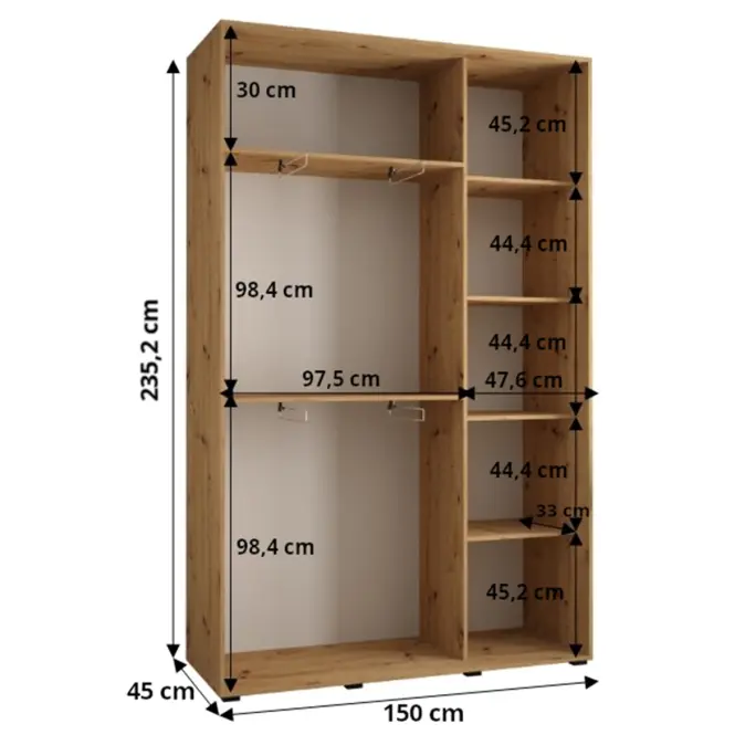 Skriňa Lanko 1-150 (45) čierna/biela,4