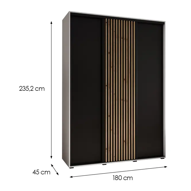 Skriňa Lanko 1-180 (45) biela/čierna