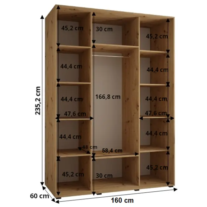 Skriňa Lanko 1-160 (60) čierna/biela