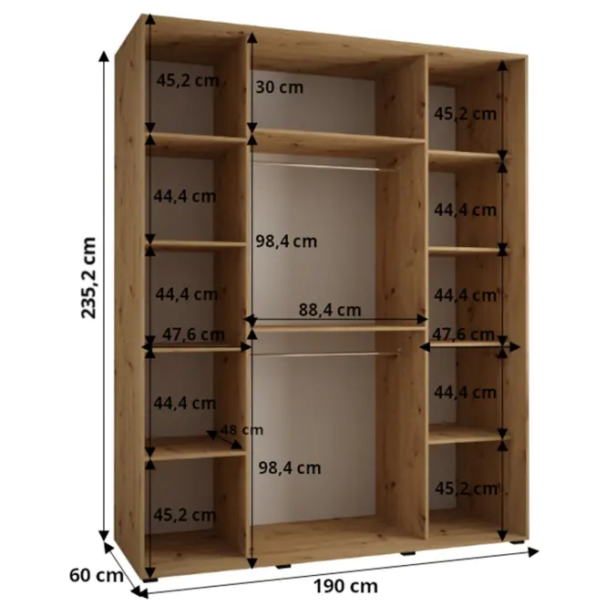 Skriňa Lanko 1-190 (60) čierna/biela