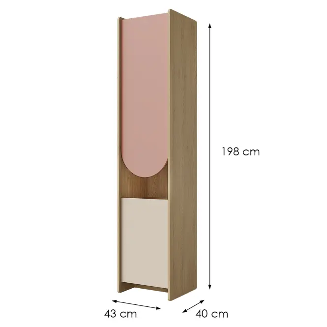 Regál Lexi 4l Cremona/Macadamia/Ružová,2