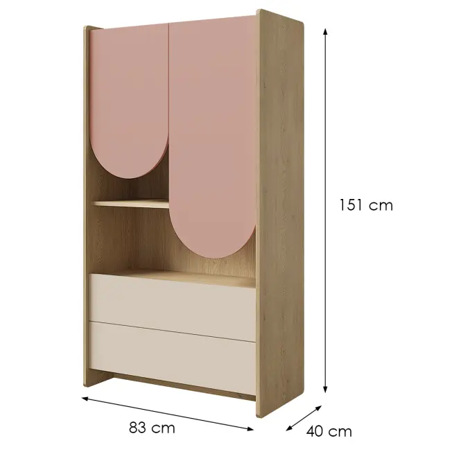Regál Lexi 6 Cremona/Macadamia/Ružová,2