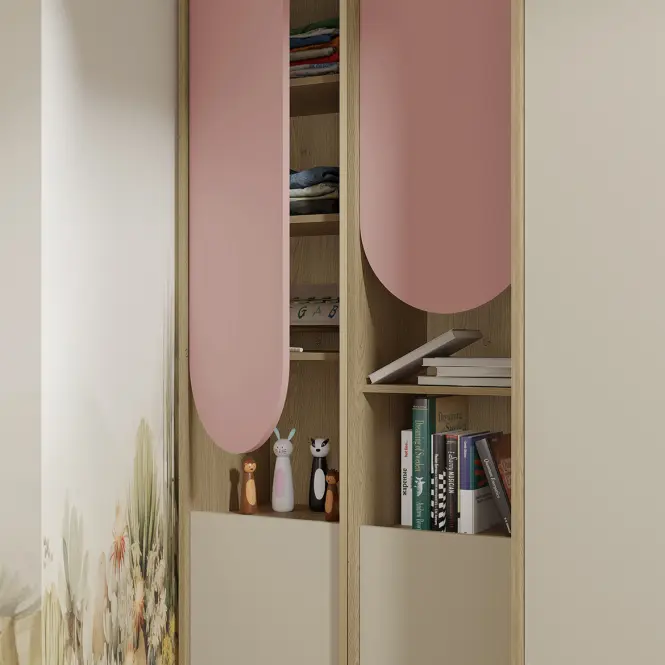 Regál Lexi 8 Cremona/Macadamia/Ružová