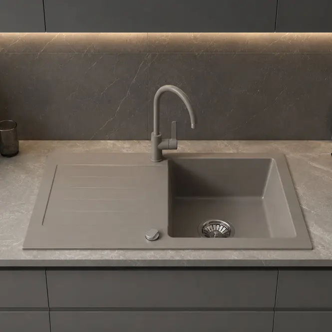 Granitový drez Pico 2 šedý 760x440