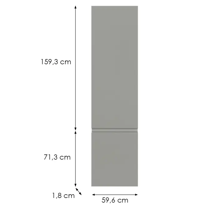 Kuchynská predná časť D60rwn  L T8 K261 Sivá Matná Grii