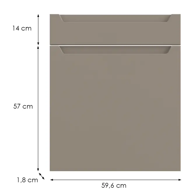 Kuchynská predná časť D60s1 L Q2 K204 Capuccino Matná Gri,2