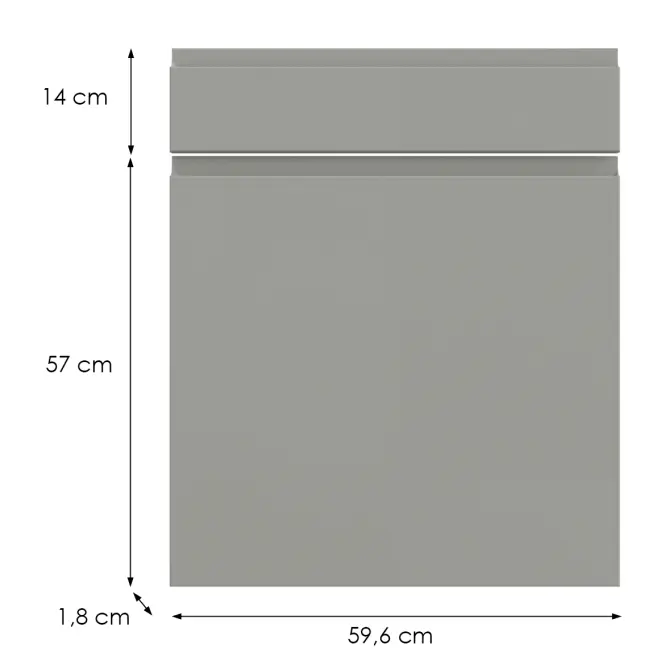 Kuchynská predná časť D60s1 P T8 K261 Sivá Matná Grii,2