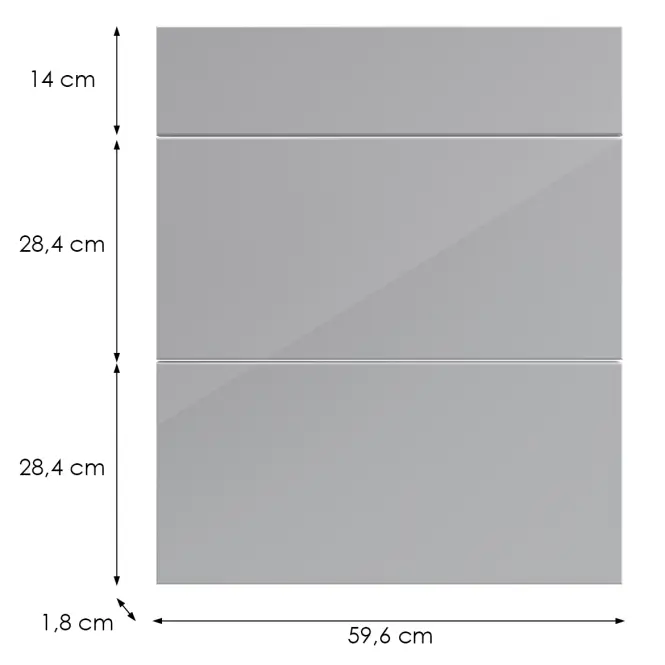 Kuchynská predná časť D60s3 L9 K268 Sivá Hg Griii