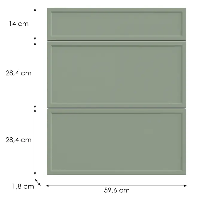 Kuchynská predná časť D60s3 O6 K-279 Olivový Grii
