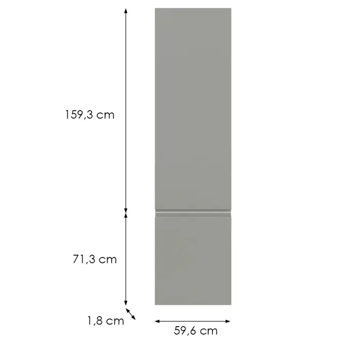 Kuchynská predná časť D60zln P T8 K261 Sivá Matná Grii