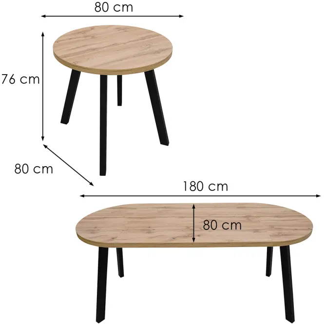 Rozkladací stôl  St-82 80+2x50 Wotan/Čierna
