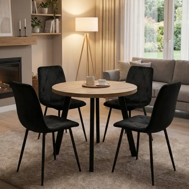 Rozkladací stôl St-82 90+2x50 Wotan/Čierna,6