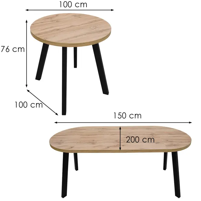 Rozkladací stôl  St-82 100+2x50 Wotan/Čierna