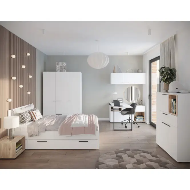 Komoda Marlow MRLK01 3D1S biela alpská/dub honey castello,6