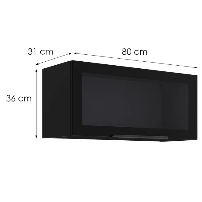 Vitrína Čierna/Čierna 80gus-36 1f,2