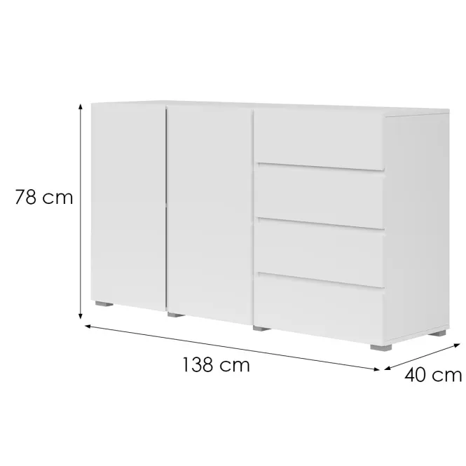 Komoda 2d4s Asymetric 42 Biely