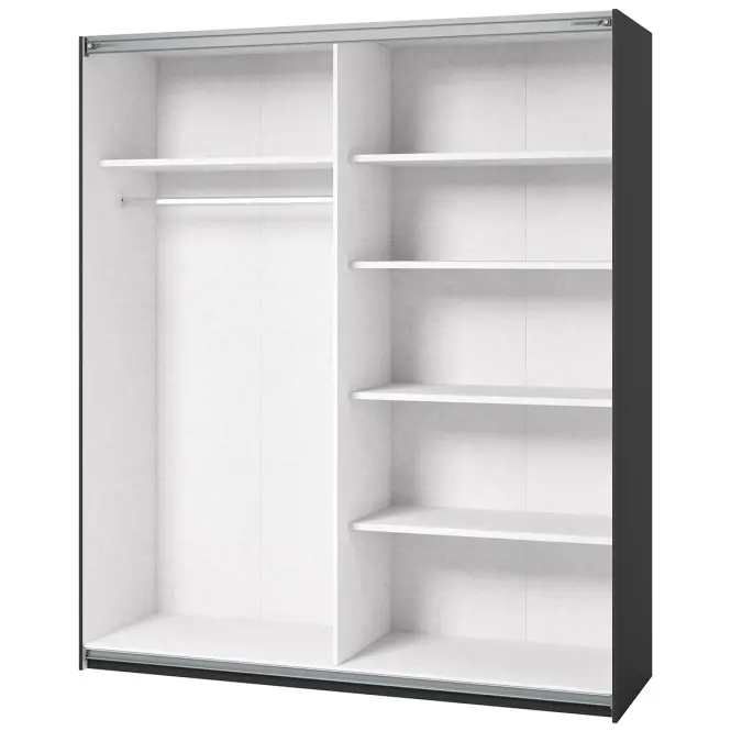 Skriňa 200cm Beta 57  Čierna/Zrkadla
