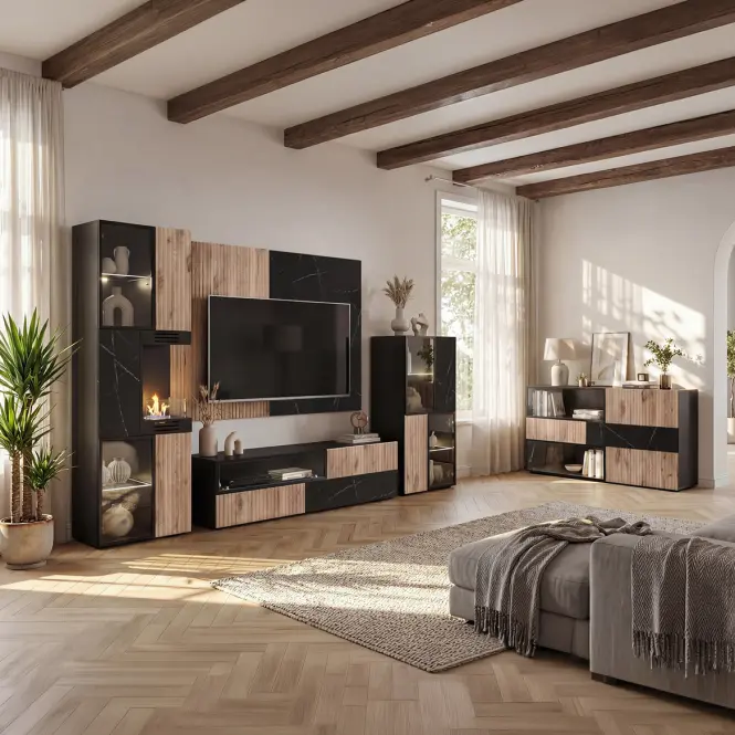 TV stolík Cannes Zmwdv Cs RTV Black/Viking/Marble Black,10