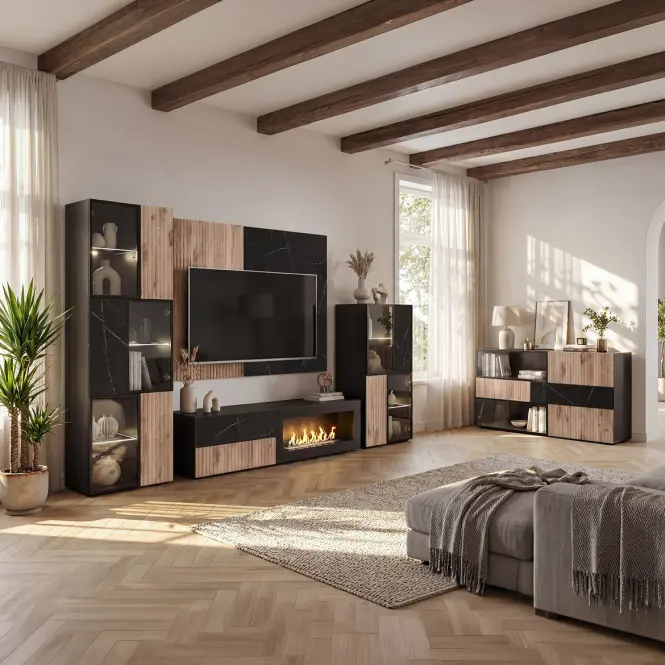 TV stolík Cannes Zmwdv Cs RTV-K Black/Viking/Marble Black,10