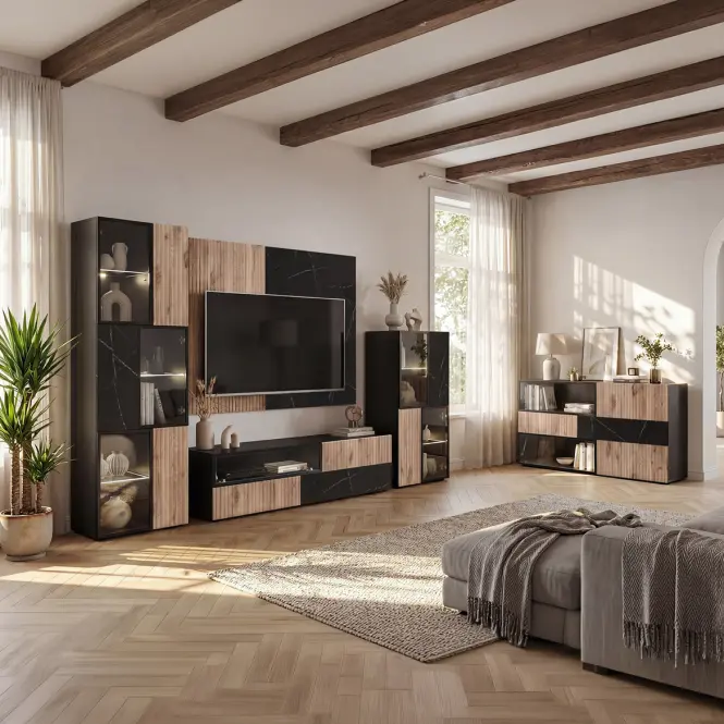 TV stolík Cannes Zmwdv Cs RTV-K Black/Viking/Marble Black,9