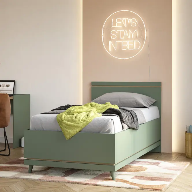 Posteľ Scandi 34 100 Dubový Olej/Zelená