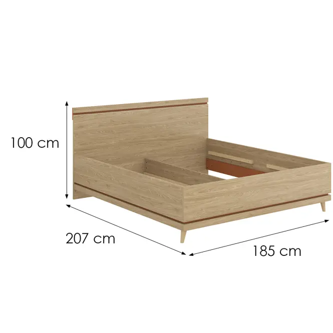 Posteľ Scandi 32 180 Dubový Olej/Tehla