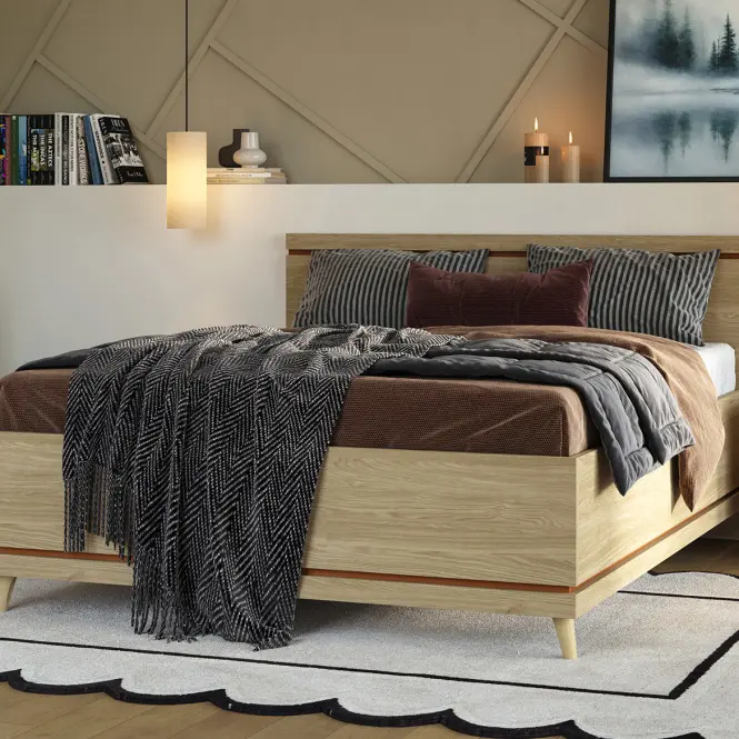 Posteľ Scandi 32 180 Dubový Olej/Tehla
