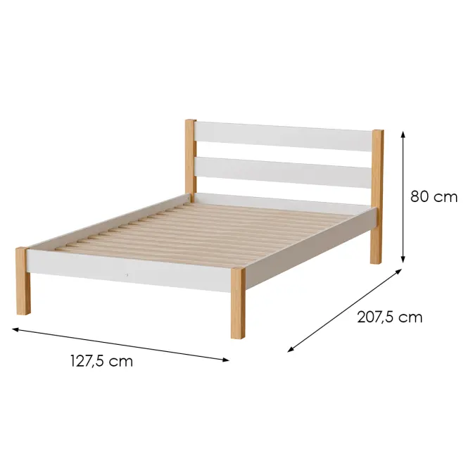 Posteľ Inka 120 Biela/Prírodný Dub