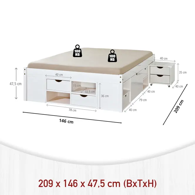 Posteľ 20900170 Till 140x200 Biela