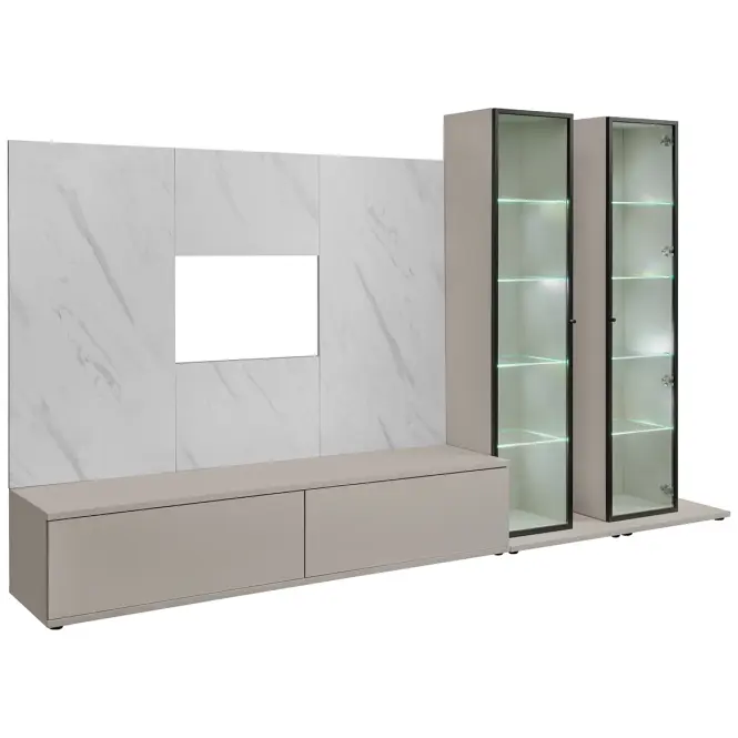 Obývacia Stena Glam Ii Ccmw Gl3 Kašmír/Marble Bianco,3