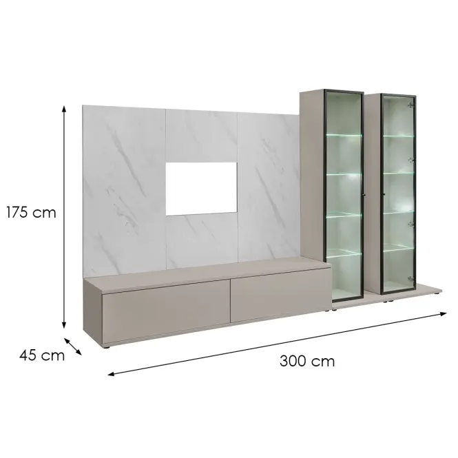 Obývacia Stena Glam Ii Ccmw Gl3 Kašmír/Marble Bianco