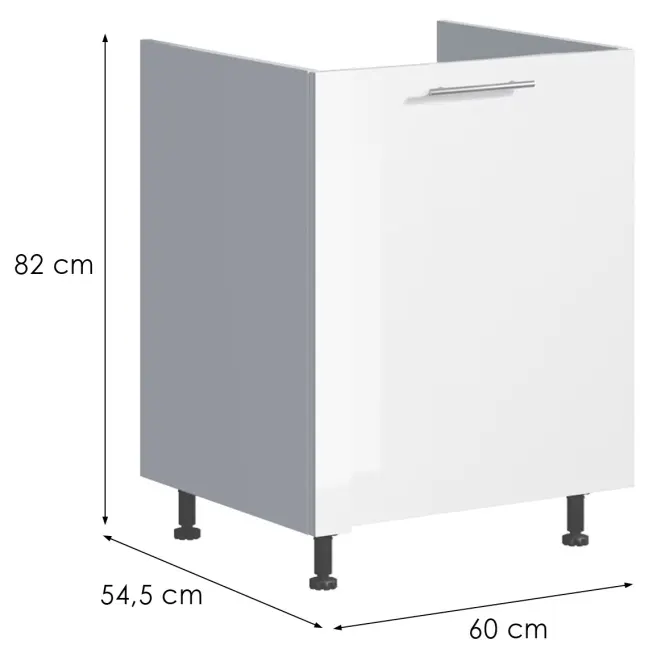 Kuchynská skrinka Emilia D60 ZL biela/biela lesk HG