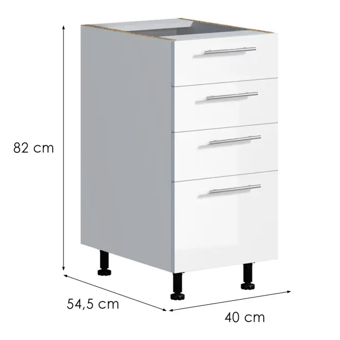 Kuchynská skrinka Emilia D40 4SZ biela/biela lesk HG