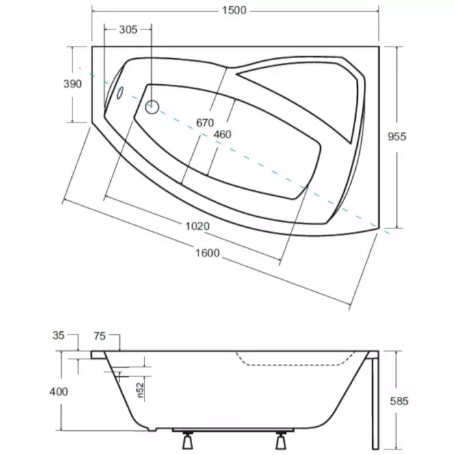 Vaňa Rima 150/95 pravá+ nohy,3