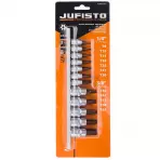 Kľúče násadkové s otvorom, Torx, 1/4˝, 35 mm TT 8/10/15/20/25/27/30, 3/8˝, 50 mm TT 40/45/47/50/55, sada 12 ks, Jufisto