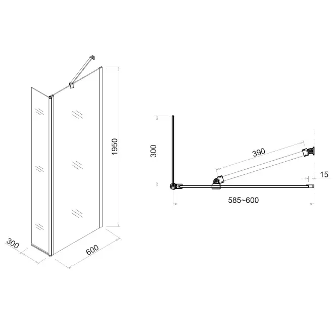 Sprchová stena Walk-In Dafne (60+30)x195 CZ CHR