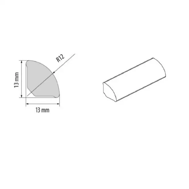 Lišta štvrťkruhová PVC 13x13x2500 orech,2