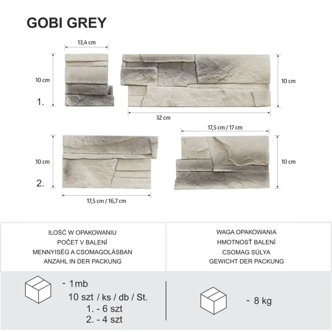 Rohový betónový obkladový kameň Gobi 1 gray