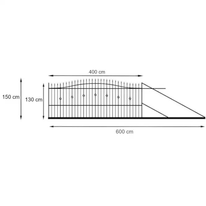 Posuvná brána pravá Marika 4,00 m h (1,30-1,50) oceľ ZN+RAL9005 ,2