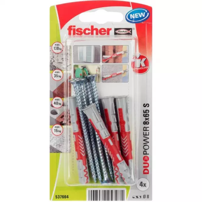 Fischer Univerzálna hmoždinka Duopowet so skrutkou 8x65 S K NV