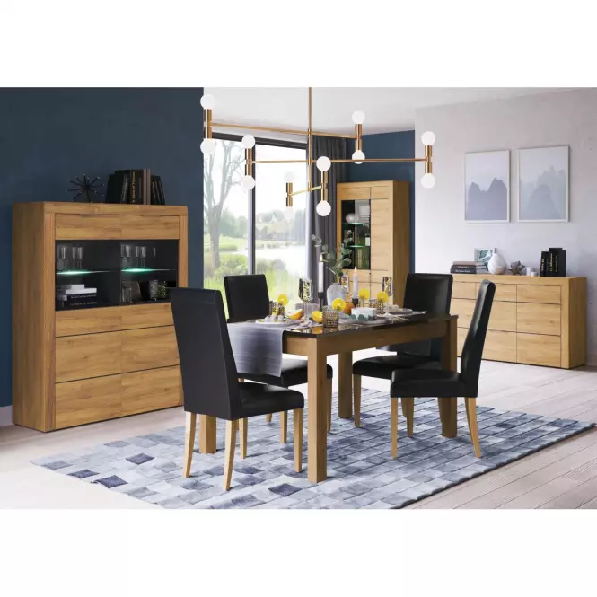 Polička 144 Kama 35  dub camargue/čierna mat