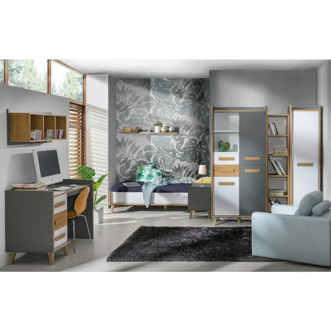 Posteľ s úložným priestorom W10 Werso Riviera/Biely/Antracyt